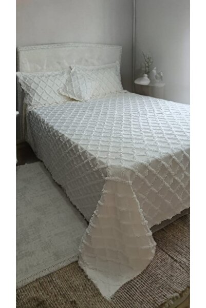 DURU HOME COLLECTİON Duru Home Çift Kişilik Kare Desenli Püsküllü Pike