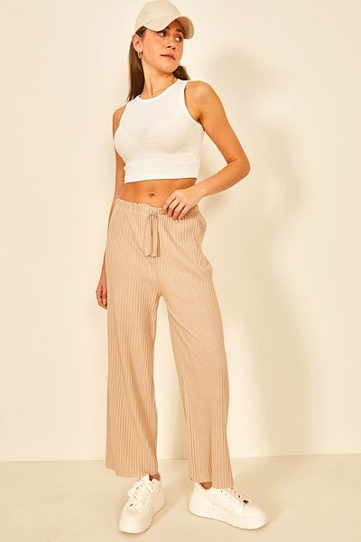 EYYE Milky Brown Corduroy Relaxed Cut Women's Trousers