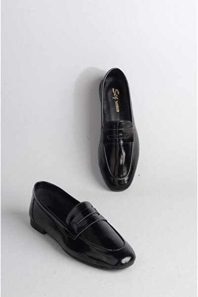 SEÇ KUNDURA SEÇ 027 Mocasnic din piele naturala din piele lacuita neagra - balerina