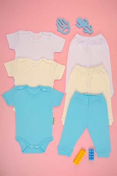bebetospik Cotton Soft Girl - Baby Boy Long Sleeve Shoulder Snap Snap 3-Piece Set