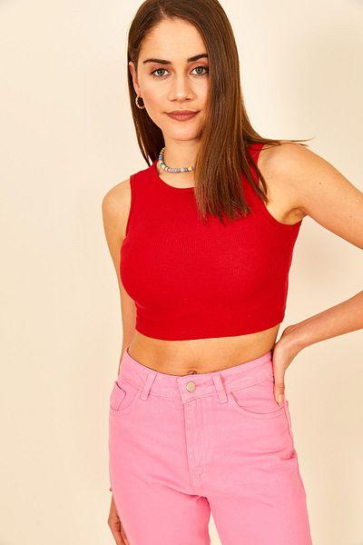 EYYE Red Camisole Crew Neck Crop Women's Athlete
