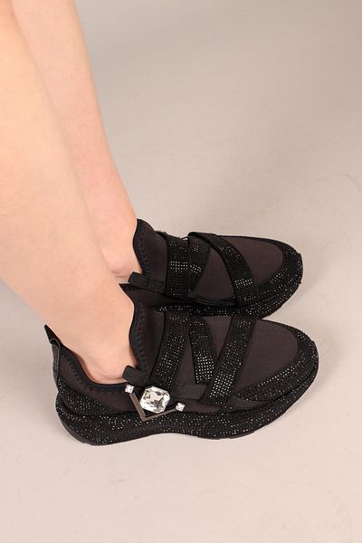 Birikon Pantofi sport cu garnitură elastică cu cataramă ASTER NEGRU