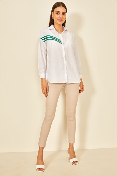 EYYE Зелено-біла сорочка з білими смужками