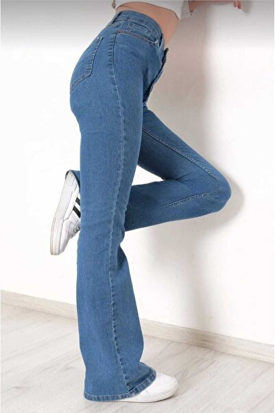 aideen Winner Ekstra Likralı İspanyol Paça Solmaz Denim Pantolon Jean