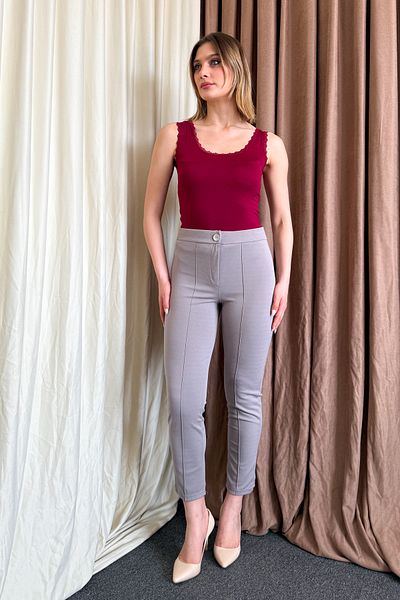 ModaPlaza Women's Crep Carrot Leg Trousers 3857