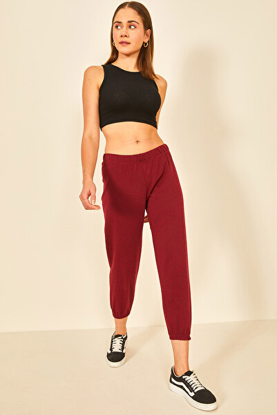 EYYE Жіночі спортивні штани з бордовими гумками на штанинах