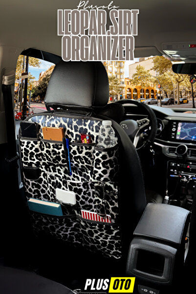 PlusOto Leopar Desen Sırt Organizer Araç İçi Sırt Organizer Toparlayıcı Çok B...