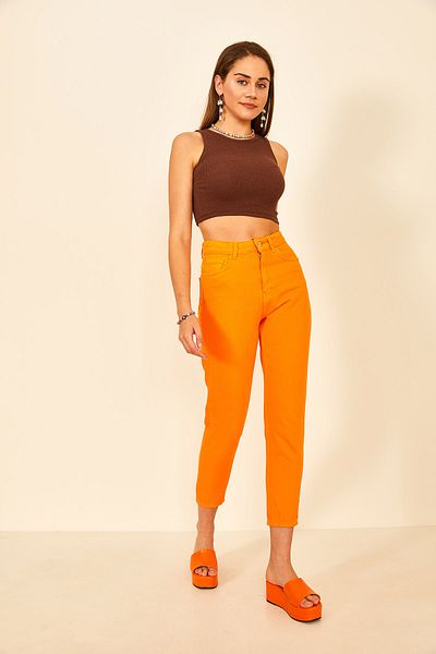 EYYE Brown Camisole Crew Neck Crop Women's Athlete