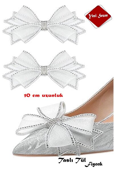 Moda Değirmeni Tül/Taşlı Çift Çanta Ve Ayakkabı Süs Fiyonk