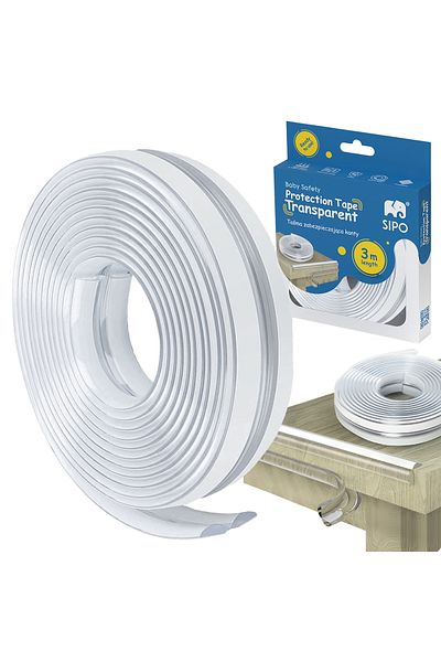SIPO Edge and border protection tape with adhesive, transparent, SIPO Baby Safety, 3 meters