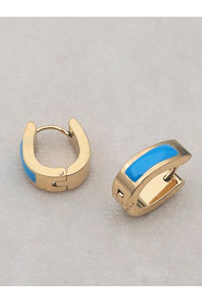 Siya Silver U Model Renkli Sedefli Minimal Çelik Küpe