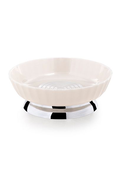 Prima Nova White Nely Solid Soap Dish - Chrome Plated