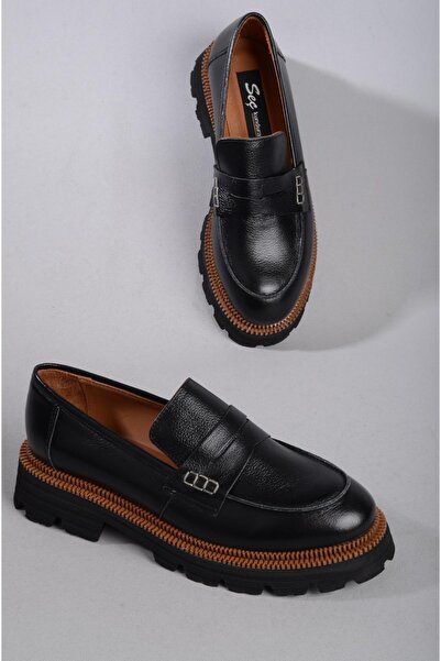 SEÇ KUNDURA Pantofi masculini de damă negri din piele naturală - SEÇ 848