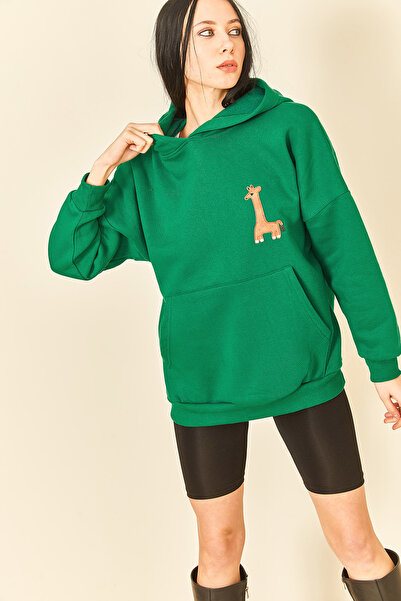 EYYE Травяно-зелена вишивка з деталями, три нитки, жіночий світшот