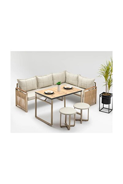 Vivense ALASKA MASALI PUFLU BAHÇE BALKON TAKIMI, BEJ