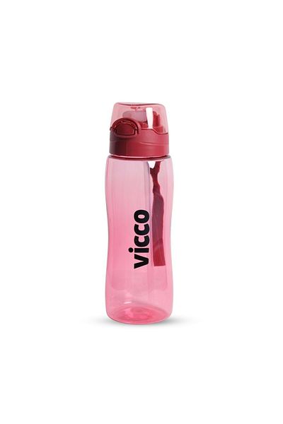 Vicco زجاجة ماء بغطاء مقفل للجنسين 700 مل لون أحمر