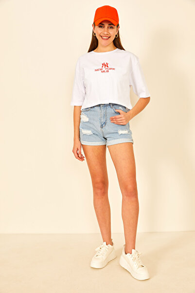 EYYE Жіночий футболка з помаранчевим вишитим коміром