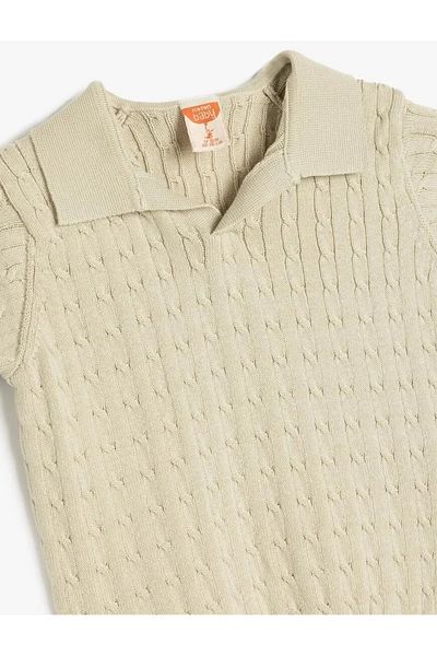 Koton Baby Boy Cotton Polo Neck Short Sleeve Knitwear T-Shirt 5Smb90001Tt Ecru