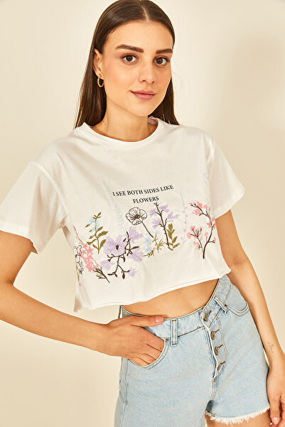 EYYE Šarena Vezena Skraćeni kroj ženska majica