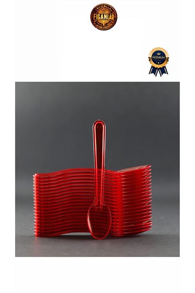 figanlar ambalaj Red Hard 2.000 Pieces Luxury Spoon Halva Holiday and Gelato Spoon 12.5 cm