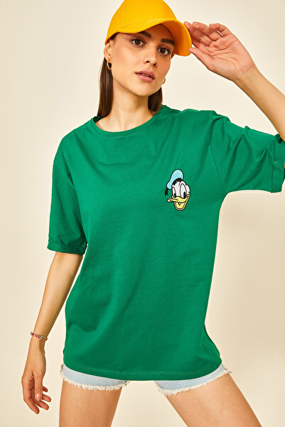 EYYE Зелено-біла футболка з коміром-стійкою для жінок