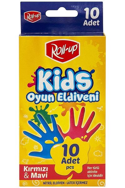 Roll-Up Brand: Nitrile Kids Play Gloves Red&blue 10 Pack Category: Cleaning Gloves