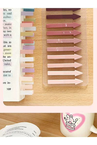 NaSaDAN Arrow-Shaped Postit Transparent Adhesive Note Paper Pink Shades 200 Sheets