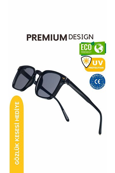 WATCHOFROYAL نظارة شمسية سوداء معتمدة من الزجاج Uv400 - للنساء والرجال Lorraınew