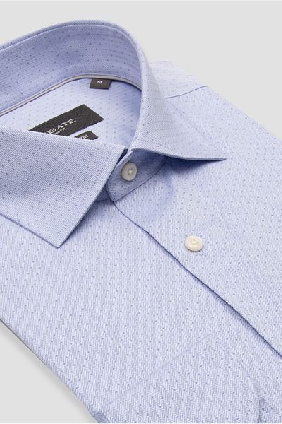 Abbate Donatello Dobby Cotton Slim Fit Blue Classic Collar Men's Shirt