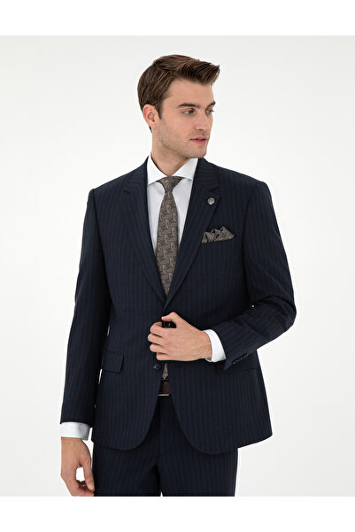 Pierre Cardin Lacivert Slim Fit Çizgili Takım Elbise 50295211-VR033