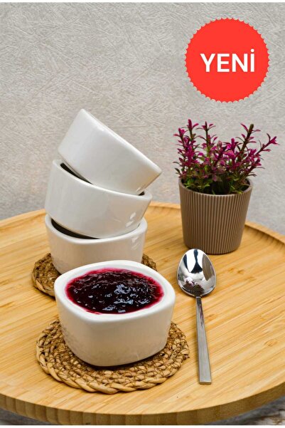 KATREMİA Mia Kase Çerezlik Reçellik Sosluk 8 Cm Porselen 4'lü Sunum Seti