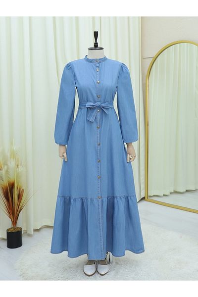 Modamorfo Fusta albastră cu nasturi și rochie din denim