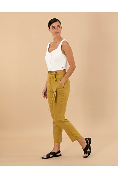 Pierre Cardin Green Carrot Fit Linen Trousers 50263920-Vr235