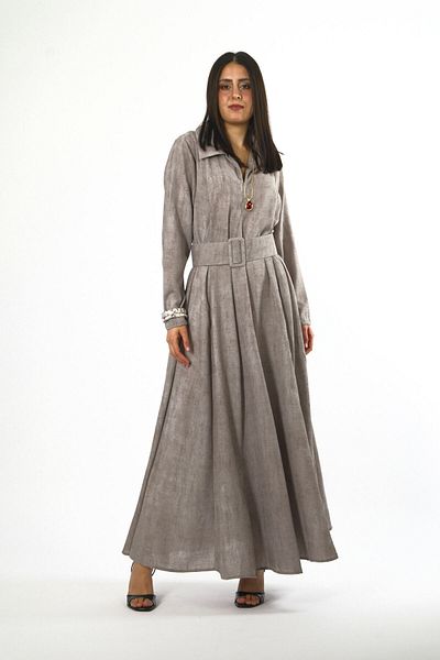 ABBRA Γυναικείο φόρεμα από βαμβακερό κομμάτι Oversize με ζώνη