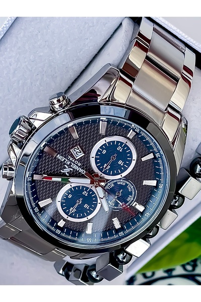 Daniel Klein Silver Color Steel Men's Wristwatch All Functions Active Watch with Bracelet Gift Father's Day