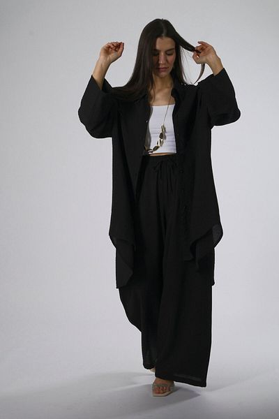 ABBRA Women's Long Back Oversize Shirt Pants Set