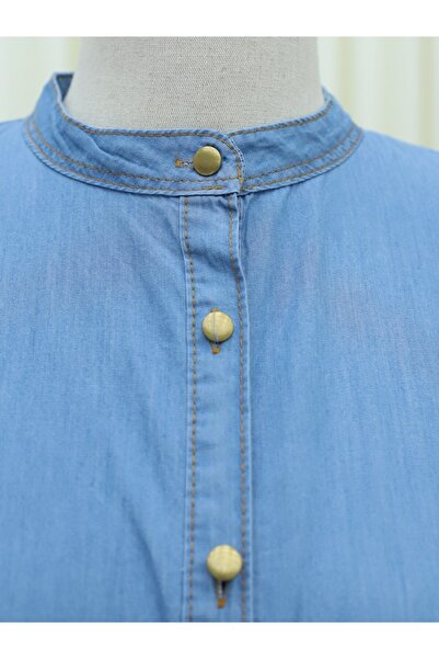 Modamorfo Fusta albastră cu nasturi și rochie din denim