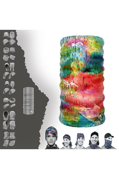 e-Taktik Map Patterned Seamless Tube Neck Collar Bandana Buff Buff Mask Hair Band Buckle