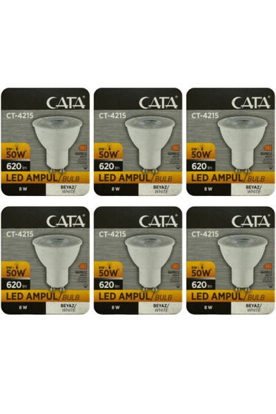 Avarson (6 Adet) Cata 8W (50W) 6500K (Beyaz Işık) GU10 Duylu Led Spot Ampul