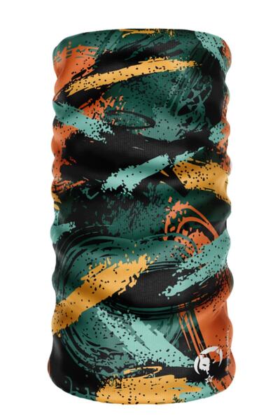 e-Taktik Πράσινο/πορτοκαλί μοτίβο καμουφλάζ Extreme Sleamless Sportsman Hair Band Bandana Neck Collar Balaclava