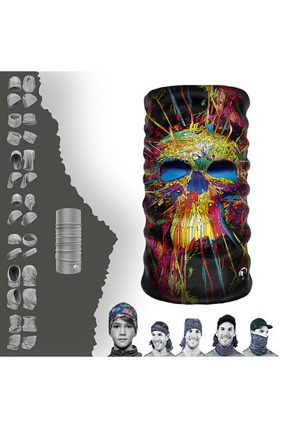 e-Taktik ® Extreme Skull Rainbow / Colorful Skull Neck Collar Bandana Baff