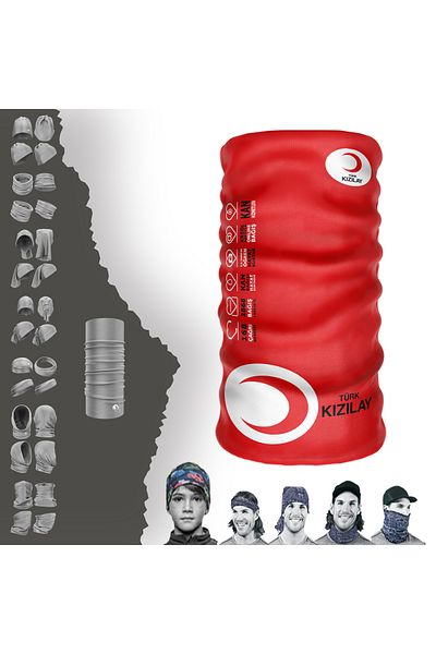 e-Taktik Turkish Red Moon Seamless Tube Neck Collar Buff Baf Mask Beanie Hair Band