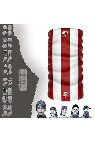 e-Taktik Red White Hair Band - Tube Neck Collar Baf Mask