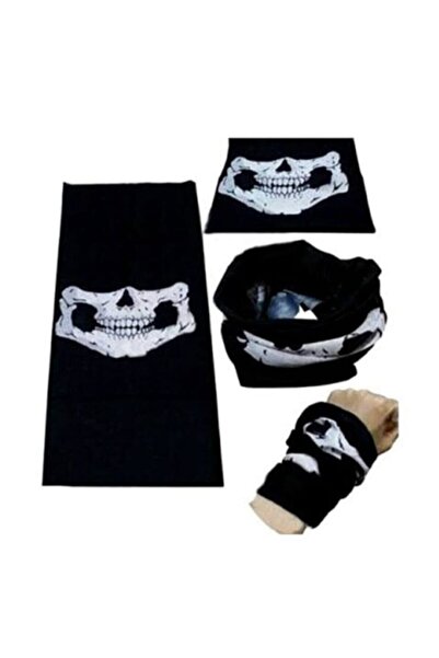 Işıl Işıl Kuru Kafa Iskelet Boyunluk - Motorcu Boyunluğu