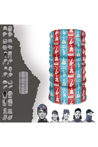 e-Taktik Music Instrument Buff Seamless Tube Neck Collar Bandana Balaklava