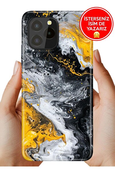 oukitel C21 Pro / Plus Kılıf Tam Rubber Esnek Silikon Tam Koruma SiyahSarı 22