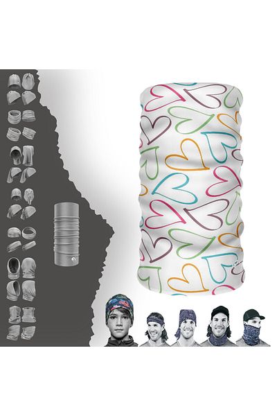 DeBuff Collar ® Extreme Heart Patterned Buff Paphos Neck Collar Bandana