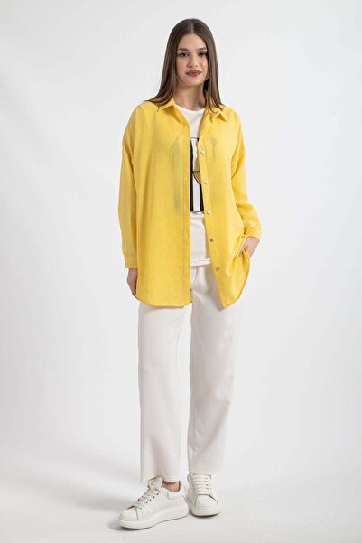 Hatun Atila Hatunatila Women's Printed Athlete Shirt Double Team 8652 - Yellow