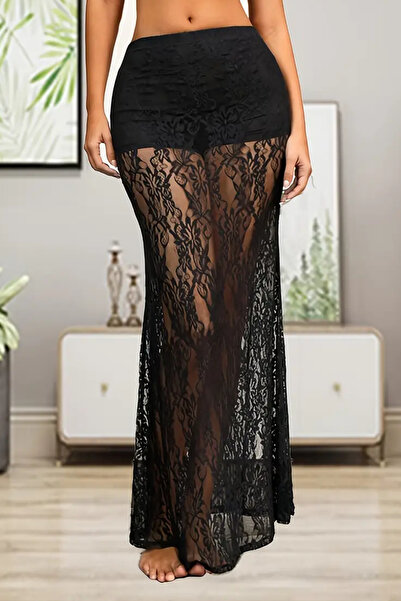 BENİMOLMALI Maxi Güpür Etek Içi Şortlu Uzun Etek Full Ithal Dantel Güpür Etek Şort Etek Maxi Şortlu Etek