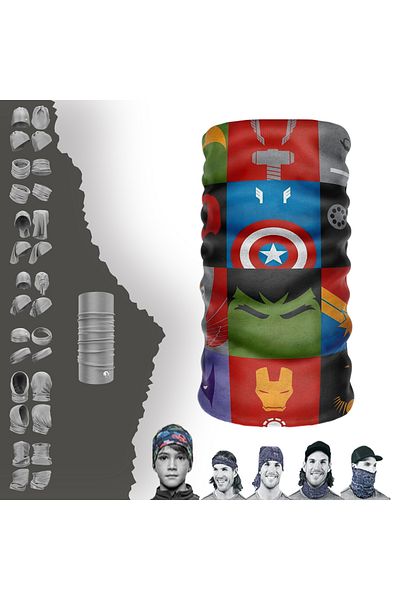 e-Taktik Extreme Marvel Cartoon Heroes Themed Children's Neck Collar - Bandana - Beanie - Paphos - Mask
